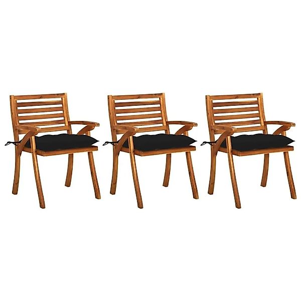 vidaXL Garten-Essstühle mit Kissen 3 Stk Massivholz Akazie 3060847 günstig online kaufen
