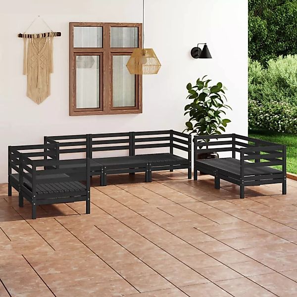 7-tlg. Garten-lounge-set Schwarz Massivholz Kiefer günstig online kaufen