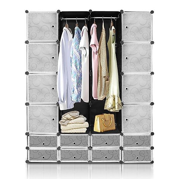 Clanmacy Kleiderschrank Kleiderschrank DIY Regalsystem Steckregal 16 Würfel günstig online kaufen