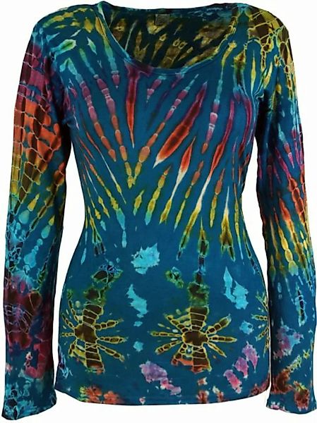 Guru-Shop Longsleeve Unikat Batik Shirt, BohoLangarmshirt - blau alternativ günstig online kaufen