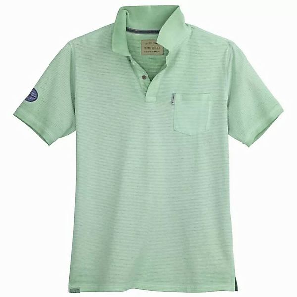 redfield Poloshirt Redfield Used Look Poloshirt Übergröße grün geringelt günstig online kaufen