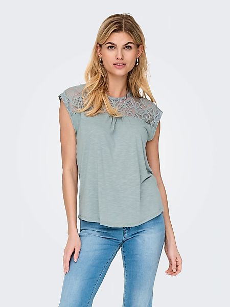 ONLY Spitzenshirt "ONLSINDY LIFE S/S O-NECK MIX TOP JRS" günstig online kaufen