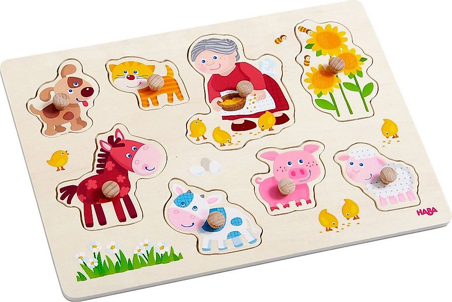 Haba Steckpuzzle Oma Lenis Tiere, 8 Puzzleteile günstig online kaufen