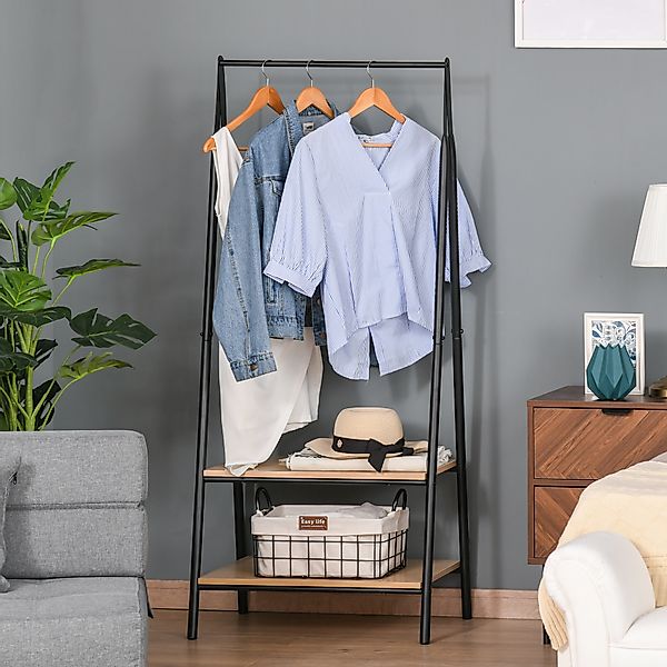 HOMCOM Garderobenständer Kleiderständer mit Schuhablage 64x42,5x149cm Metal günstig online kaufen