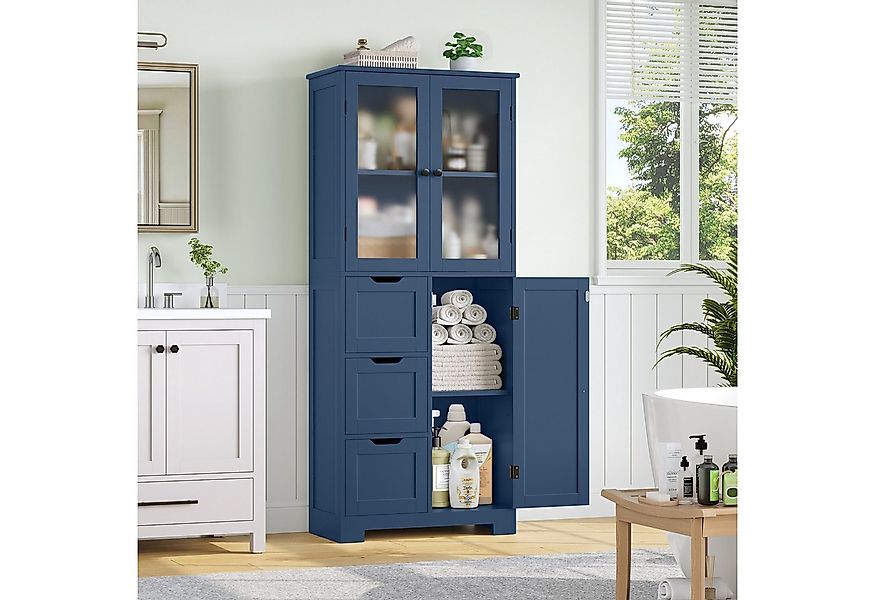 HOMECHO Hochschrank Badezimmerschrank mit 3 Türen und 3 Schubladen günstig online kaufen