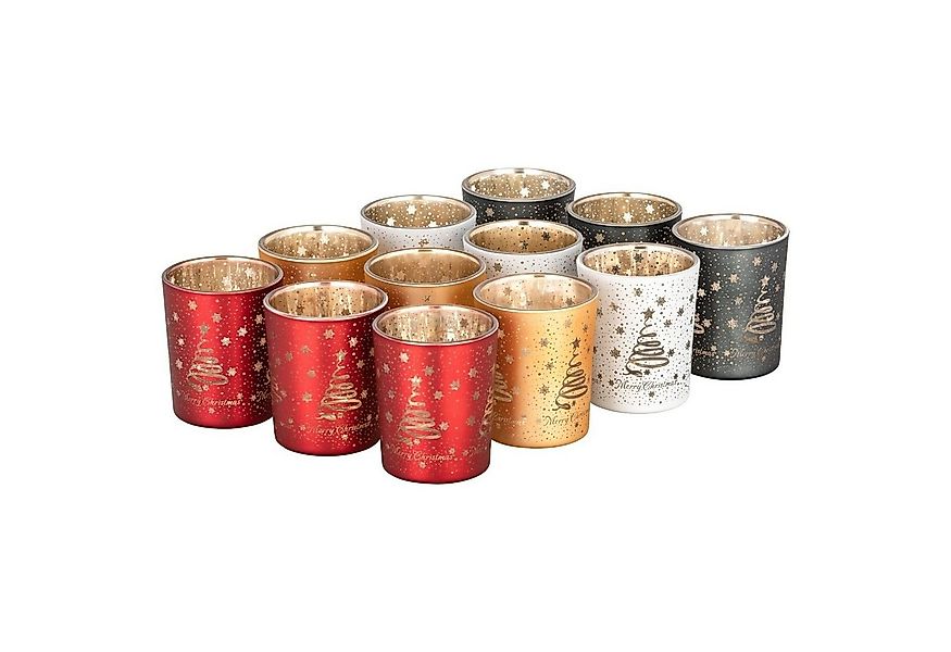 Kamelio Teelichthalter 12er Set Teelichtgläser bunt Windlicht Tischdeko (12 günstig online kaufen