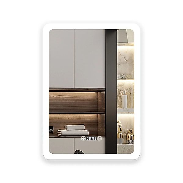 Aica Sanitär Badspiegel mit Uhr 50x70 cm Spiegel mit LED Beleuchtung Neutra günstig online kaufen