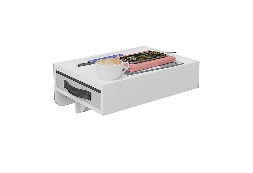 relaxdays Nachttisch Klemmbarer Nachttisch aus Bambus, weiß günstig online kaufen