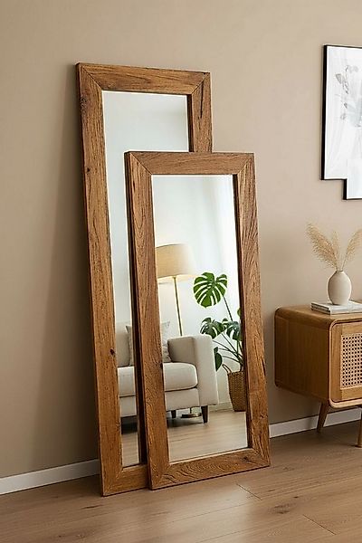 FaHome Dekospiegel Teakholz Spiegel - Anlehnen Dekorieren Staunen – Eckiger günstig online kaufen
