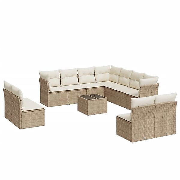 vidaXL 12-Tlg Garten-Sofagarnitur mit Kissen Beige Poly Rattan 3249667 günstig online kaufen