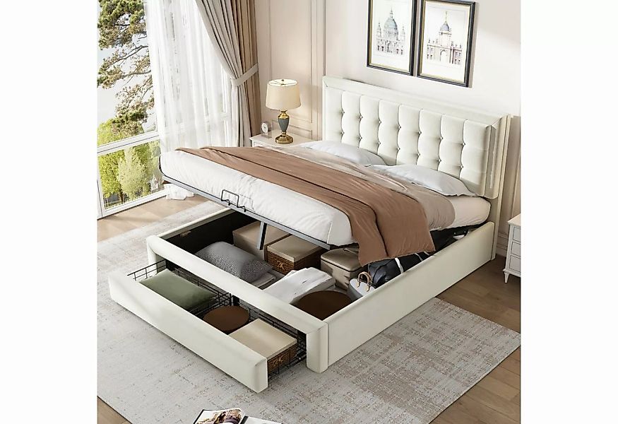 WISHDOR Polsterbett Polsterbett hydraulisches Doppelbett Funktionsbett Bett günstig online kaufen