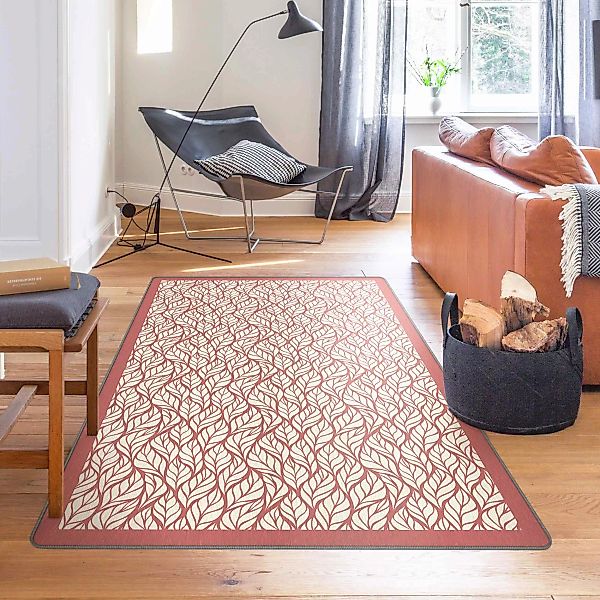 Teppich Natürliches Muster große Blätter mit Rahmen günstig online kaufen