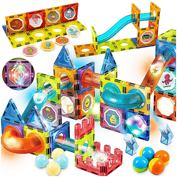 kinderplay Magnetische Konstruktionsbausteine Leuchtende Schienenpaneele 75 günstig online kaufen