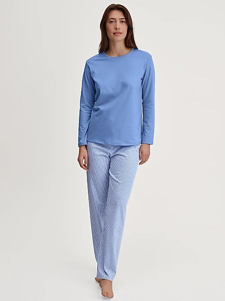 CALIDA Schlafanzug "Lovely Nights" 2 Stk. tlg., Oberteil uni, Hose gestreif günstig online kaufen