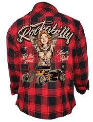 GASOLINE BANDIT® Flanellhemd Rockabilly schwarz-rot kariert: günstig online kaufen