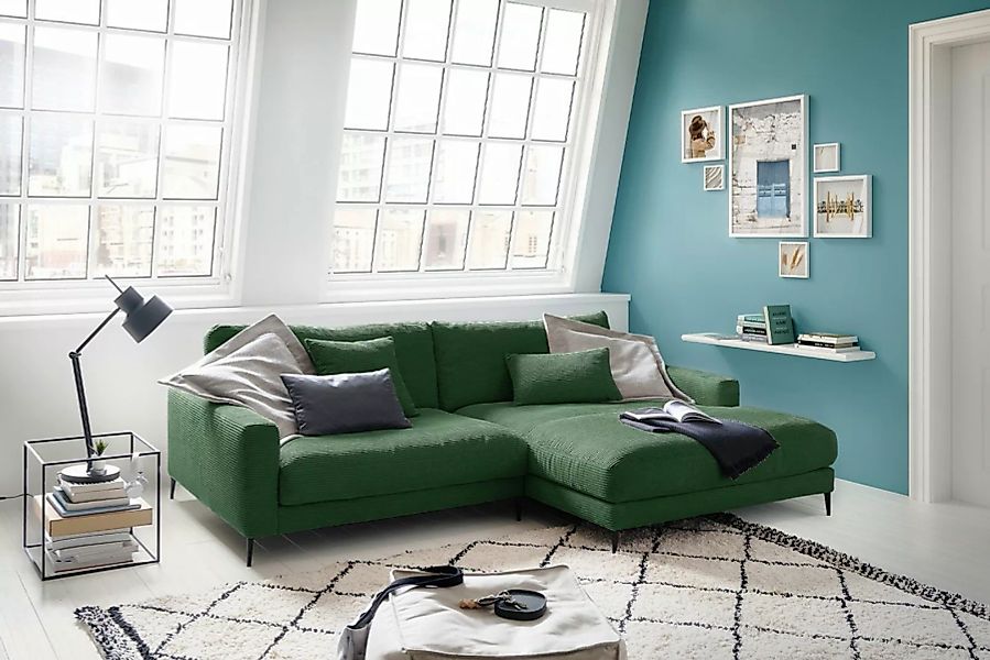 KAWOLA Ecksofa CARA, Sofa Cord, Recamiere links od. rechts, versch. Farben günstig online kaufen
