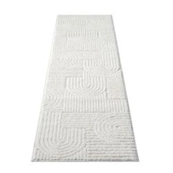 payé Teppich Nara-765 Hochflor 80x300 cm Pastell-Creme Rautenmuster günstig online kaufen