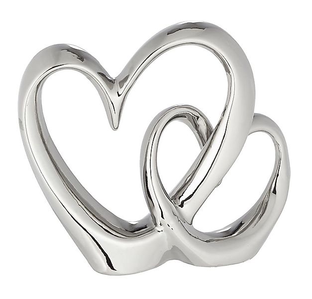 Spetebo Dekoobjekt Keramik Deko Doppelherz silber - 20 cm (Stück, 1 St., si günstig online kaufen