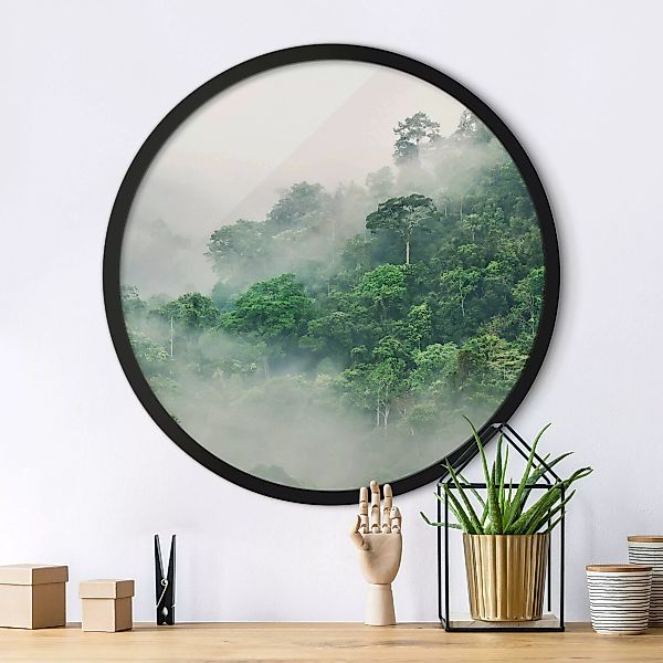 Rundes Gerahmtes Bild Dschungel im Nebel günstig online kaufen
