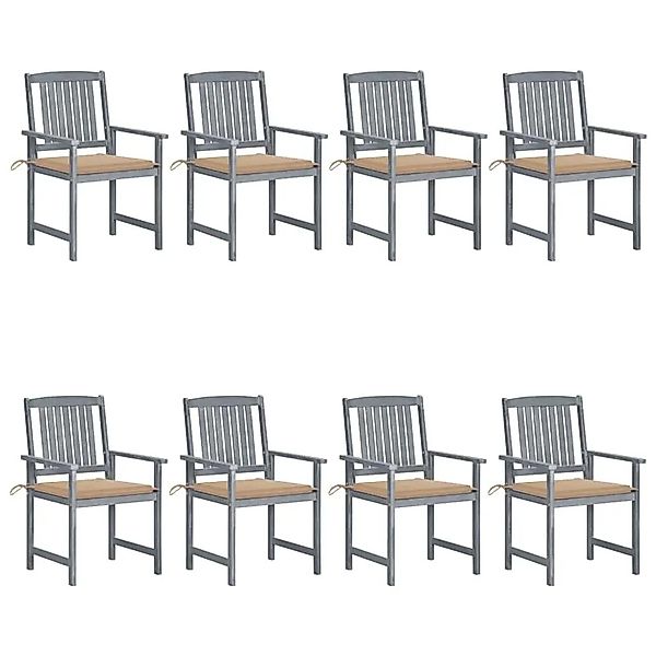 vidaXL Gartenstühle mit Kissen 8 Stk Massivholz Akazie Grau 3078225 günstig online kaufen