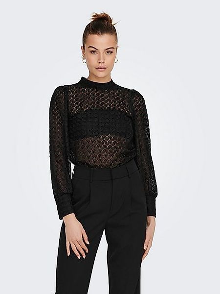 JACQUELINE de YONG Blusenshirt hoch geschlossen Knopfleiste Spitzen-Detail günstig online kaufen