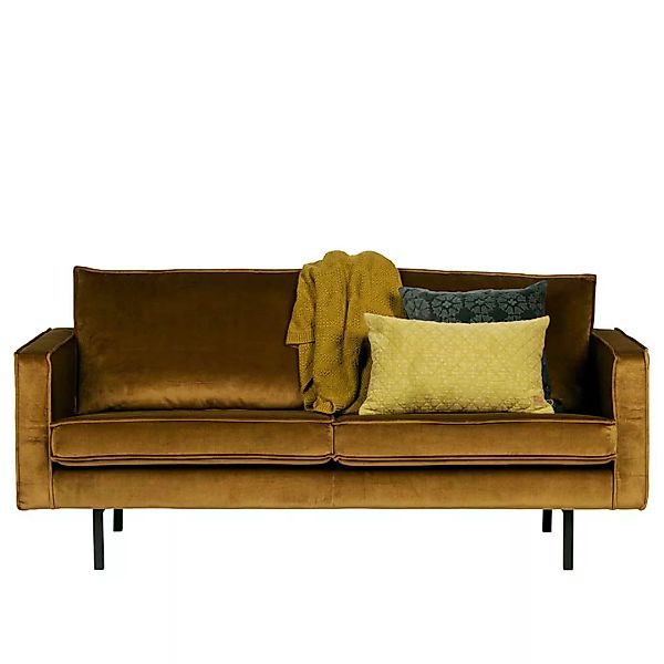 Zweisitzer Sofa im Retrostil Samt in Honigfarben günstig online kaufen