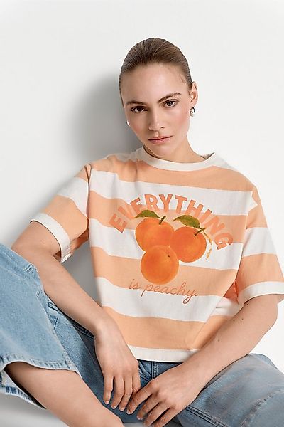 RICHROYAL T-Shirt Regular fit mit Aprikosenprint günstig online kaufen