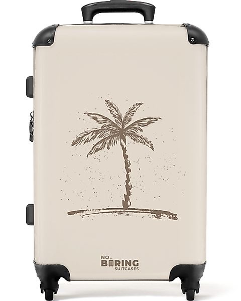 NoBoringSuitcases.com© Hartschalen-Trolley Beige mit brauner Palme günstig online kaufen