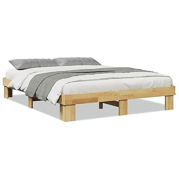 vidaXL Bett, Massivholzbett ohne Matratze 140x190 cm Eichenholz günstig online kaufen