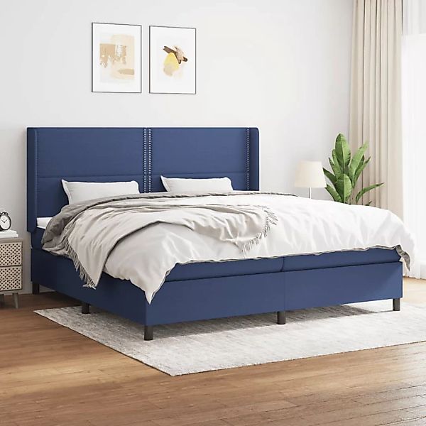 vidaXL Boxspringbett Boxspringbett mit Matratze Blau 200x200 cm Stoff Bett günstig online kaufen