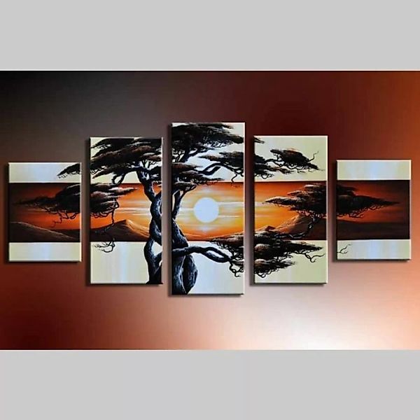5 Leinwandbilder AFRIKA Baum (10) 150 x 70cm Handgemalt günstig online kaufen
