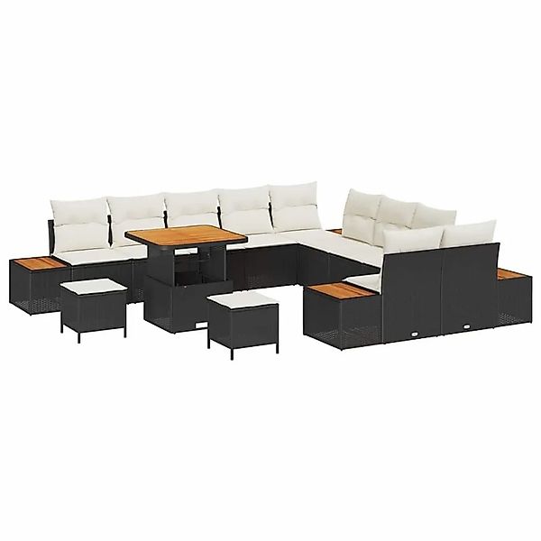 vidaXL Gartensofa-set mit Kissen 13-Tlg Schwarz Poly-Rattan 3364920 günstig online kaufen