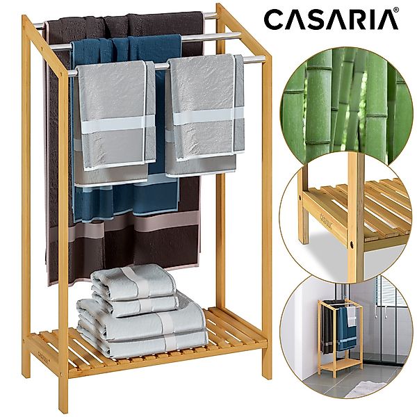 Handtuchhalter 2er-Set Bambus mit Edelstahlstangen günstig online kaufen