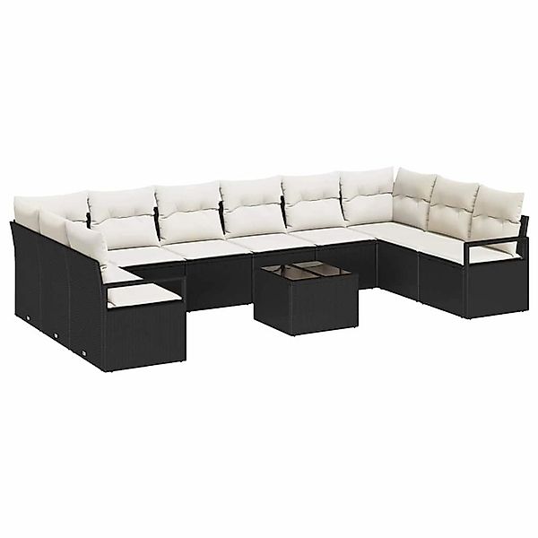 vidaXL Garten-Sofa-Set 11-Tlg Schwarz Poly Rattan 3346567 günstig online kaufen
