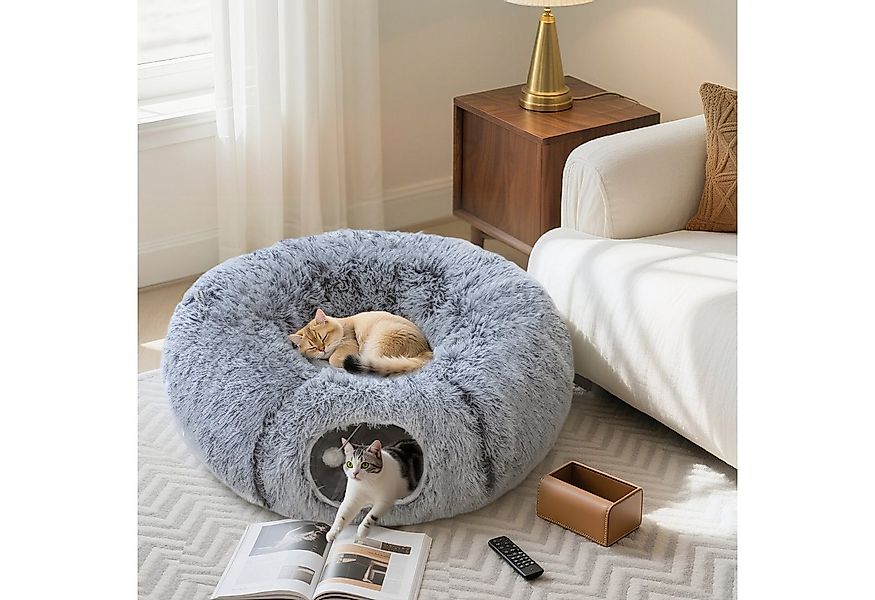 PawHut Tiertunnel Katzenspielzeug mit Spielball, Katzenhöhle, Polyester, Me günstig online kaufen