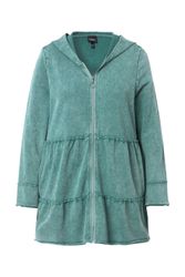 Ulla Popken Sweatjacke Long-Hoodiejacke Vintage-Look A-Linie günstig online kaufen