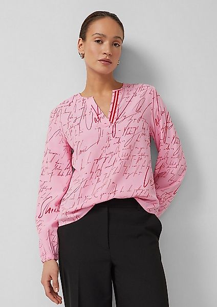 s.Oliver Langarmbluse Bluse Viskose-Bluse mit V-Ausschnitt und All-over-Pri günstig online kaufen