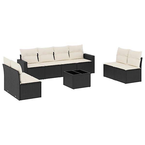 vidaXL 9-Tlg Garten-Sofagarnitur mit Kissen Schwarz Poly Rattan 3218846 günstig online kaufen