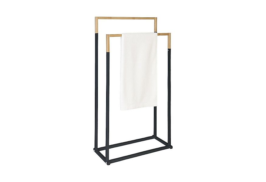 relaxdays Handtuchständer mit 2 Stange, schwarz günstig online kaufen