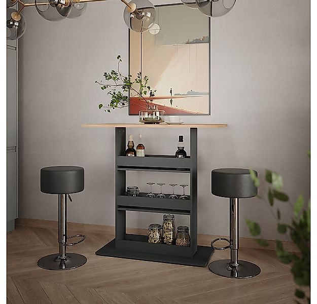 Vicco Bartisch Repose, GKO/ANT/Schwarz, 110 x 55 cm mit 2 Barhockern günstig online kaufen