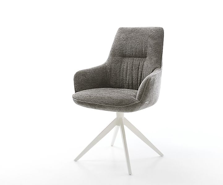 Drehstuhl Zelia-Flex mit Armlehnen Bouclé Soft Schlamm Kreuzgestell breit W günstig online kaufen