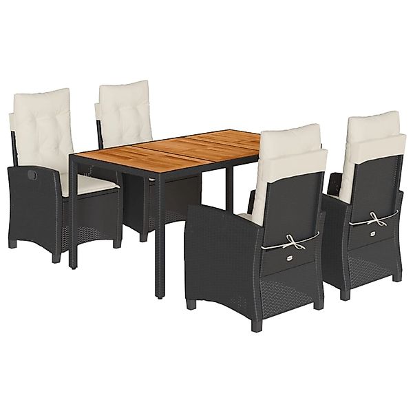 vidaXL 5-Tlg Garten-Essgruppe mit Kissen Schwarz Poly Rattan 3212656 günstig online kaufen