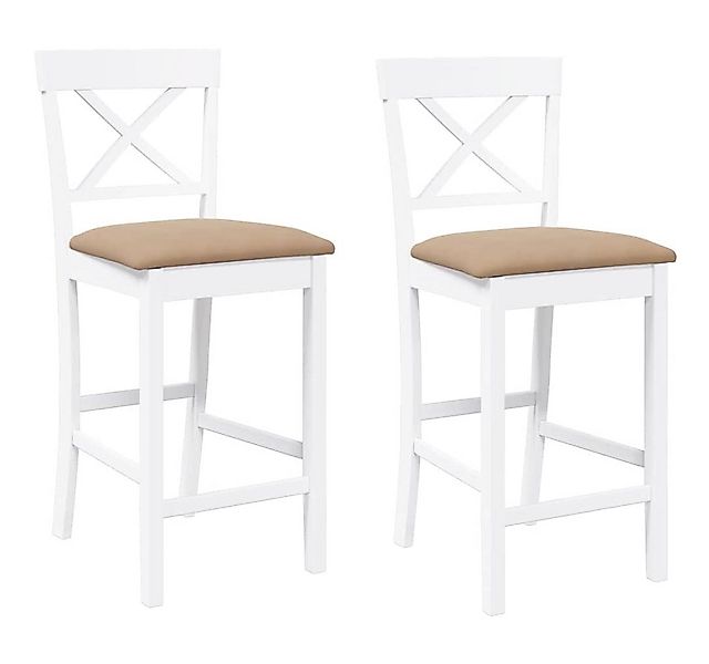 vidaXL Barhocker Barhocker mit Kissen 2 Stk. Weiß Massivholz Gummibaum (2 S günstig online kaufen