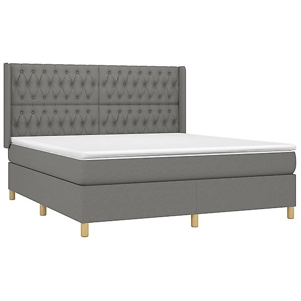 vidaXL Boxspringbett mit Matratze & LED Dunkelgrau 180x200 cm Stoff 3139134 günstig online kaufen