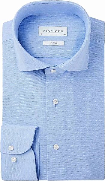 Profuomo Hemd Knitted Slim Fit Blau - Größe 42 günstig online kaufen