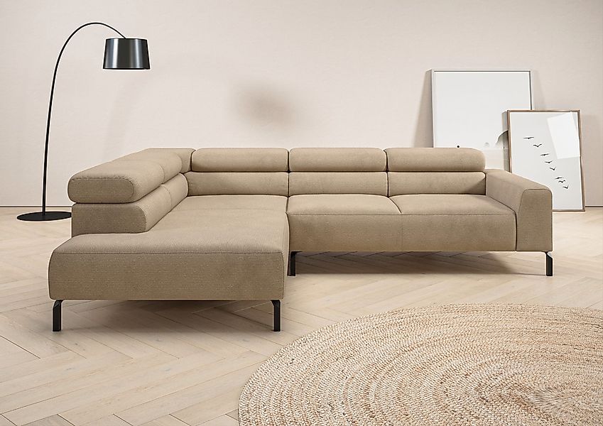 Places of Style Ecksofa "Antonelli, L-Form, inkl. Kopfteilverstellung, Brei günstig online kaufen