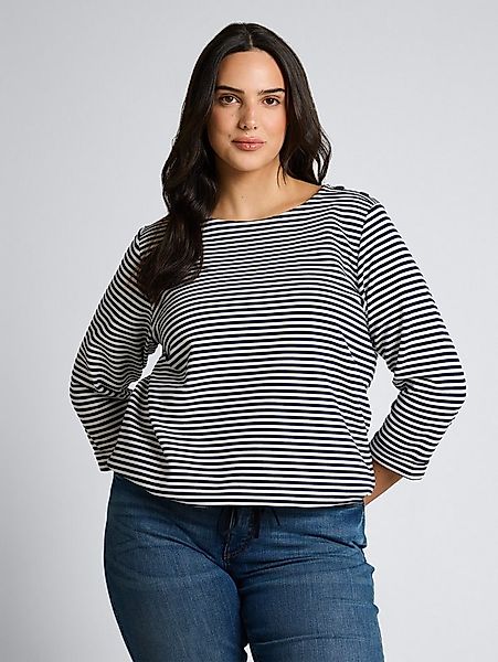 TOM TAILOR PLUS 3/4-Arm-Shirt T-Shirt Plus Size - Langarmshirt mit Knopf-De günstig online kaufen