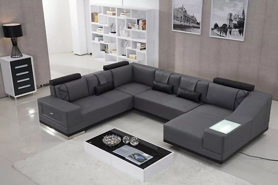 JVmoebel Ecksofa Ecksofa Ledersofa Big XXL U Form Wohnlandschaft Sofa Couch günstig online kaufen