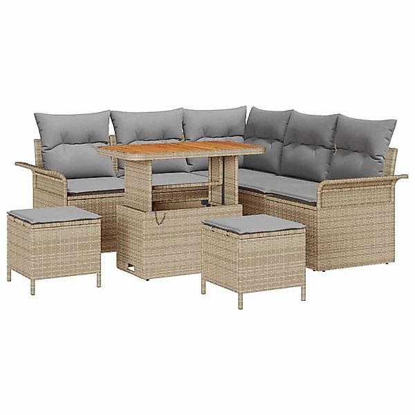 vidaXL Garten-Sofa-Set Höhenverstellbar 8-Tlg Beige Poly Rattan 3362137 günstig online kaufen