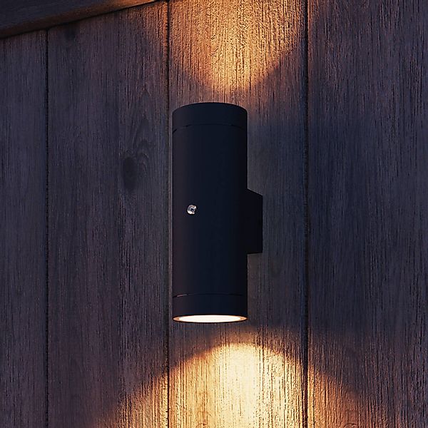 Calex Außenwandleuchte Pavia GU10, up/down, schwarz, Sensor günstig online kaufen